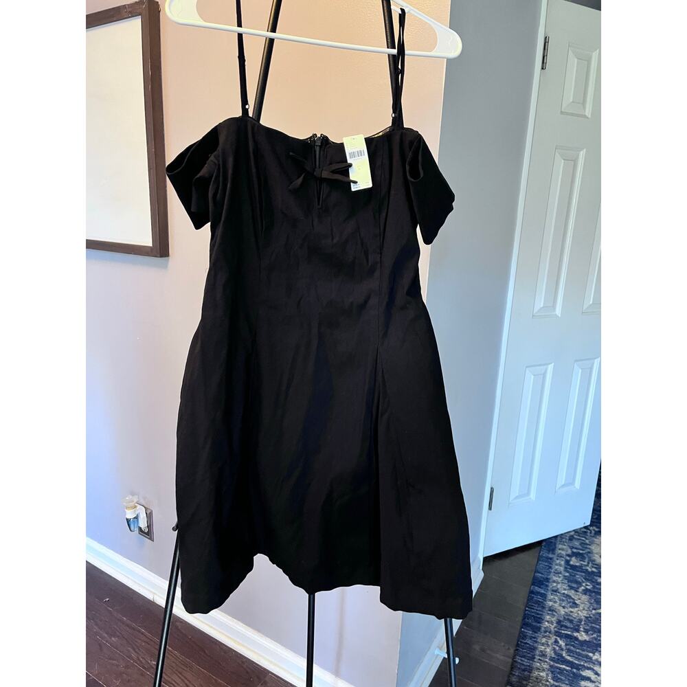 Anthropology Maeve bow off the shoulder black mini dress size s